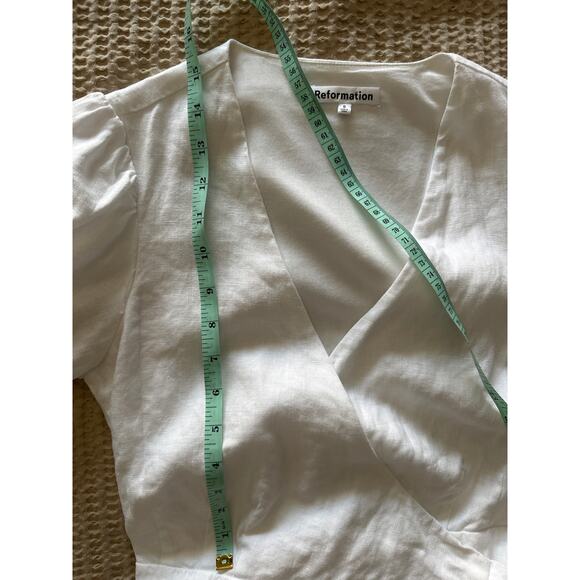 Reformation Weiss White Linen Wrap Dress Small - Picture 8 of 9